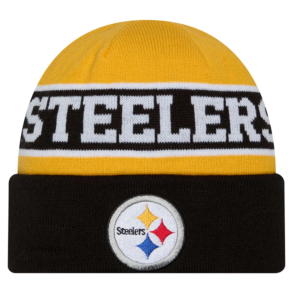 Youth New Era Black Pittsburgh Steelers Active Reversible Cuffed Knit Hat