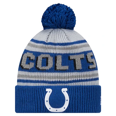 Youth New Era Royal Indianapolis Colts Main Cuffed Knit Hat with Pom