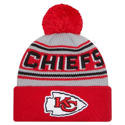 Youth New Era Red Kansas City Chiefs Main Cuffed Knit Hat with Pom