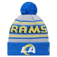 Youth New Era Royal Los Angeles Rams Main Cuffed Knit Hat with Pom