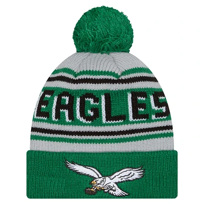 Youth New Era Kelly Green Philadelphia Eagles Main Cuffed Knit Hat with Pom