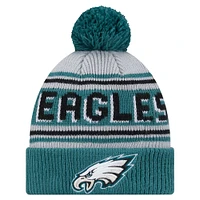 Youth New Era Midnight Green Philadelphia Eagles Main Cuffed Knit Hat with Pom