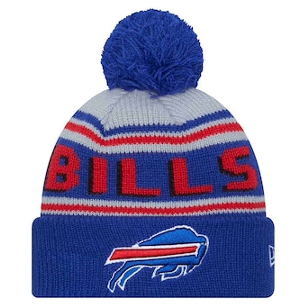 Youth New Era Royal Buffalo Bills Main Cuffed Knit Hat with Pom