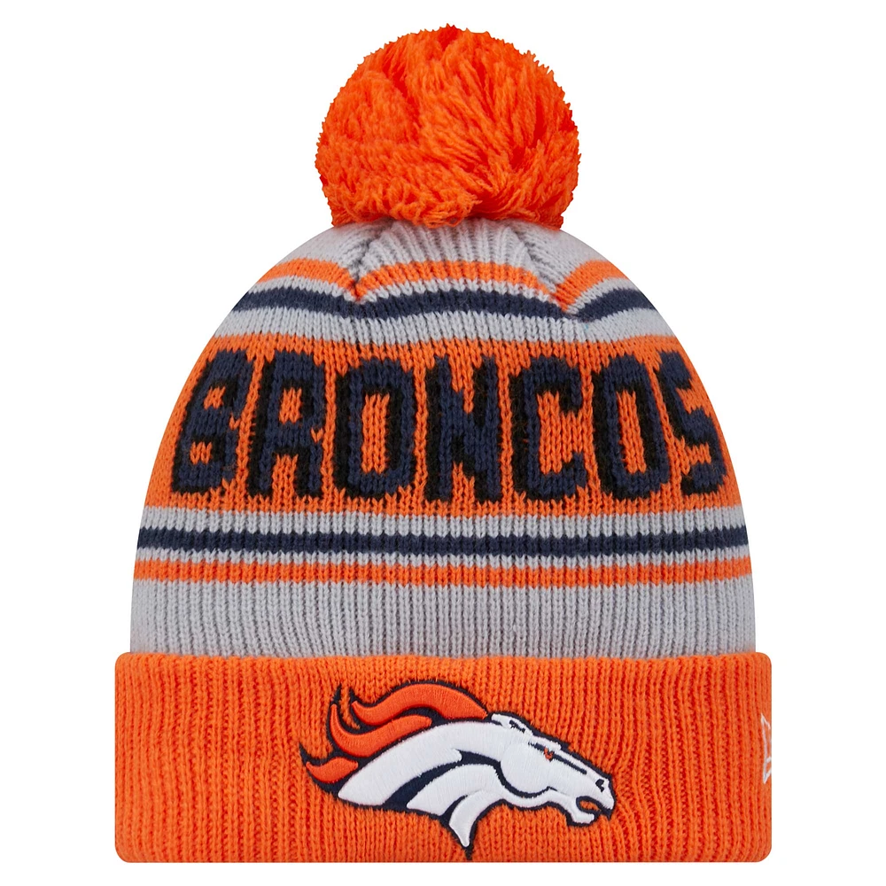 Youth New Era Orange Denver Broncos Main Cuffed Knit Hat with Pom