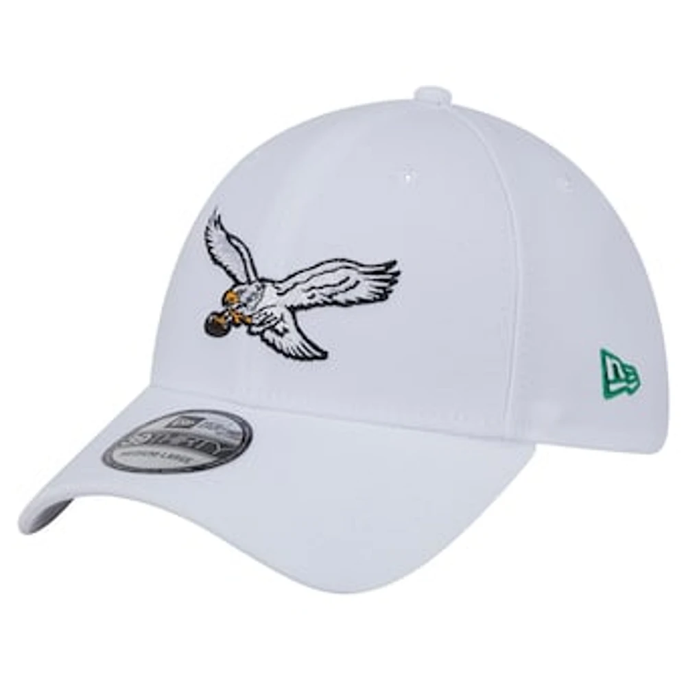 Men's New Era White Philadelphia Eagles Throwback 39THIRTY Flex Hat