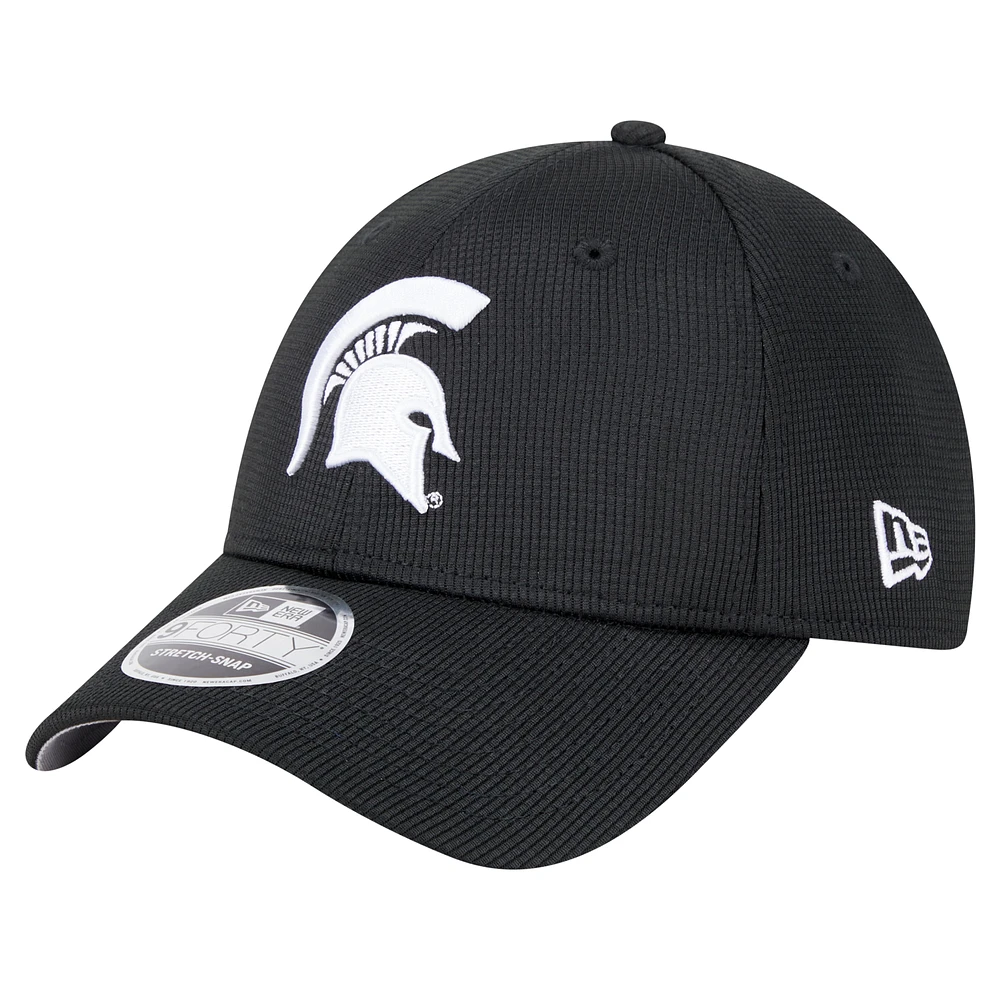 Men's New Era Black Michigan State Spartans Pivot 9FORTY Stretch-Snap Adjustable Hat