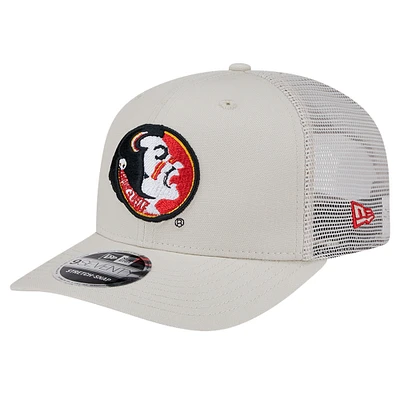 Men's New Era Stone Florida State Seminoles Canvas 9SEVENTY Stretch-Snap Adjustable Hat