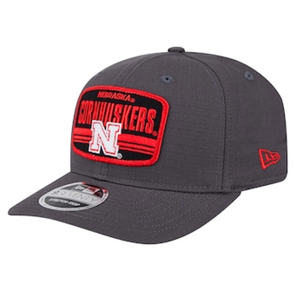 Men's New Era Charcoal Nebraska Huskers Team Elevated 9SEVENTY Stretch-Snap Adjustable Hat