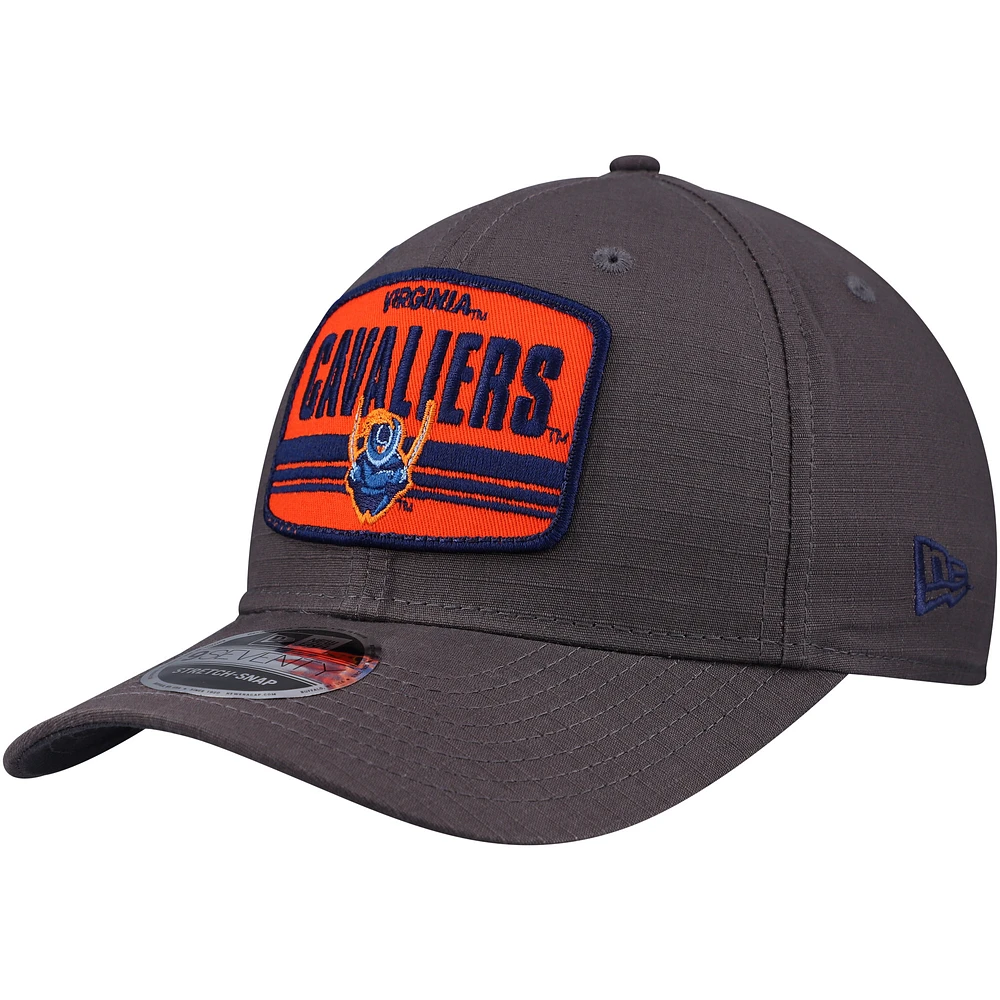 Men's New Era Charcoal Virginia Cavaliers Team Elevated 9SEVENTY Stretch-Snap Adjustable Hat