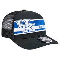 Men's New Era Black/Royal Kentucky Wildcats Striped 9SEVENTY Trucker Stretch-Snap Adjustable Hat