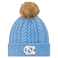 Women's New Era  Carolina Blue North Carolina Tar Heels Luxury Cuffed Knit Hat with Pom