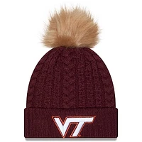 Women's New Era  Maroon Virginia Tech Hokies Luxury Cuffed Knit Hat with Pom