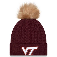 Women's New Era  Maroon Virginia Tech Hokies Luxury Cuffed Knit Hat with Pom