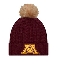 Women's New Era  Maroon Minnesota Golden Gophers Luxury Cuffed Knit Hat with Pom