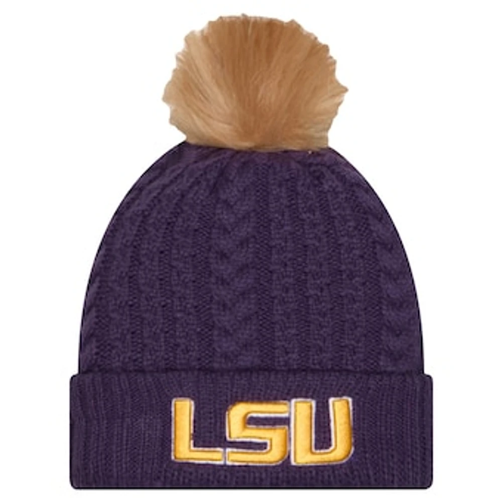 Women's New Era  Purple LSU Tigers Luxury Cuffed Knit Hat with Pom