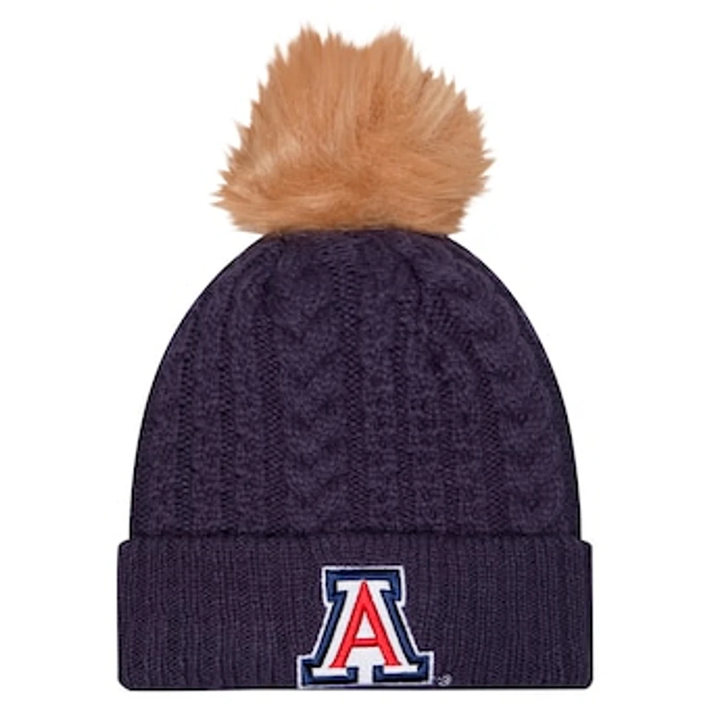 Women's New Era  Navy Arizona Wildcats Luxury Cuffed Knit Hat with Pom