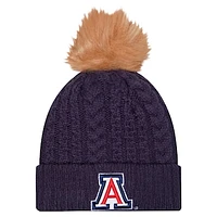 Women's New Era  Navy Arizona Wildcats Luxury Cuffed Knit Hat with Pom