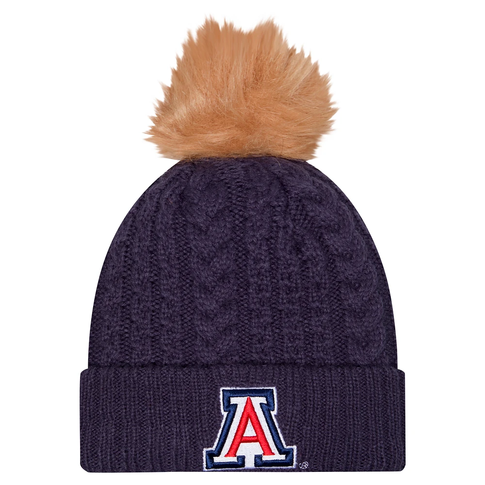 Women's New Era  Navy Arizona Wildcats Luxury Cuffed Knit Hat with Pom