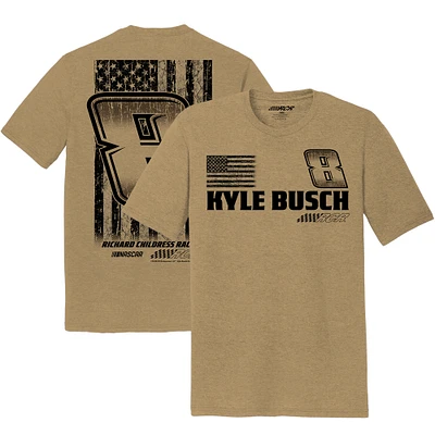 Men's Richard Childress Racing Team Collection Tan Kyle Busch Tri-Blend Flag T-Shirt