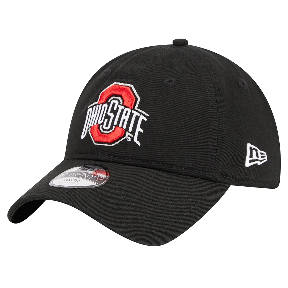 Youth New Era  Black Ohio State Buckeyes Logo 9TWENTY Adjustable Hat