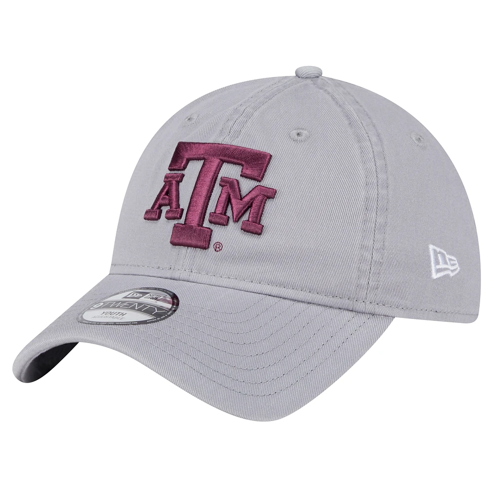 Youth New Era  Gray Texas A&M Aggies Logo 9TWENTY Adjustable Hat