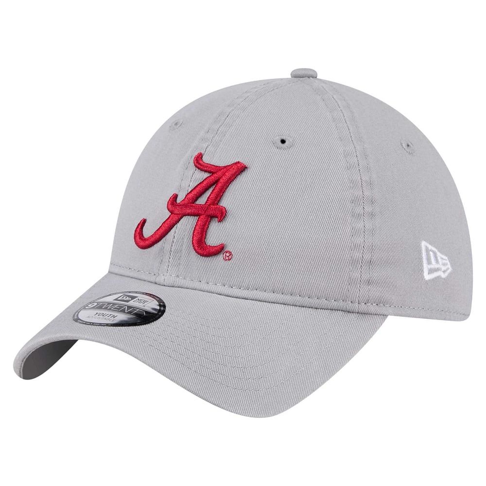 Youth New Era  Gray Alabama Crimson Tide Logo 9TWENTY Adjustable Hat