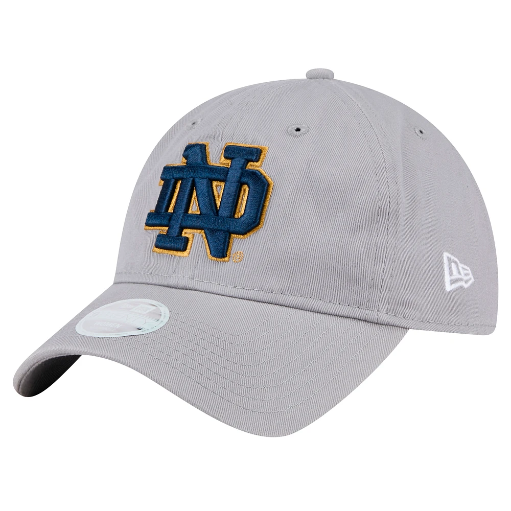 Women's New Era Gray Notre Dame Fighting Irish Logo 9TWENTY Adjustable Hat