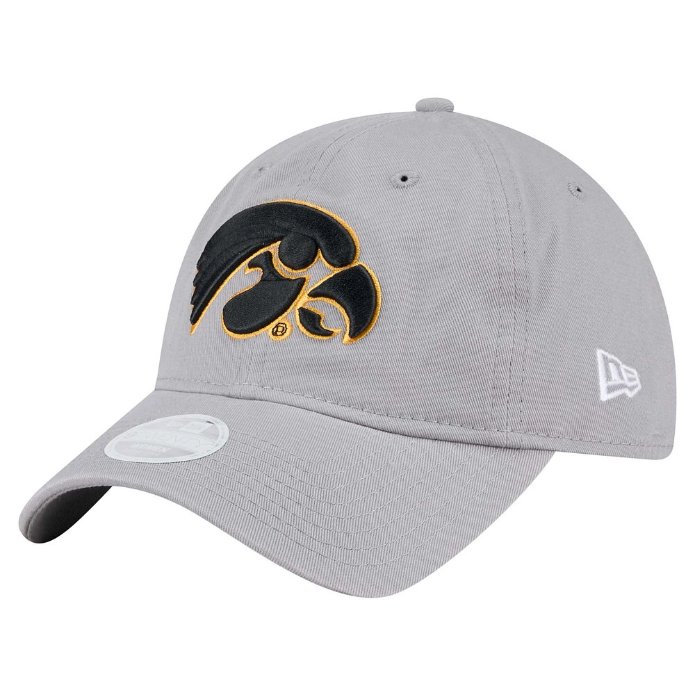 Women's New Era Gray Iowa Hawkeyes Logo 9TWENTY Adjustable Hat