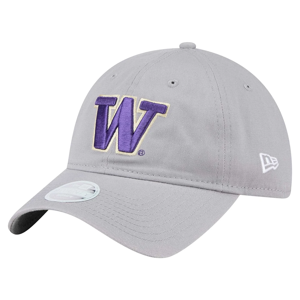 Women's New Era  Gray Washington Huskies Logo 9TWENTY Adjustable Hat