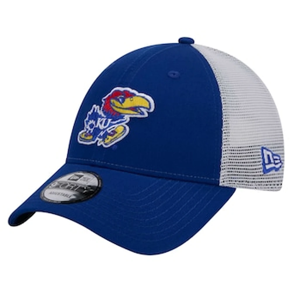 Men's New Era  Royal Kansas Jayhawks Trucker 9FORTY Adjustable Hat