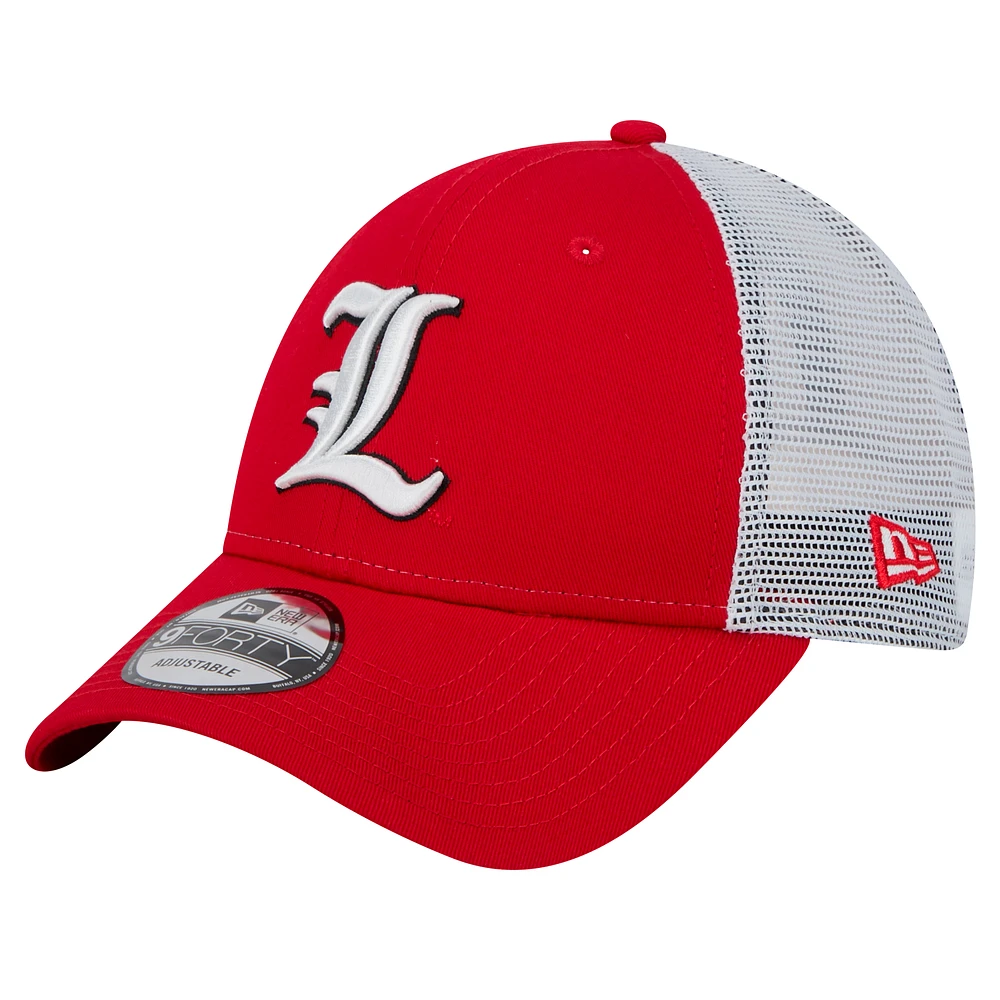 Men's New Era  Red Louisville Cardinals Trucker 9FORTY Adjustable Hat