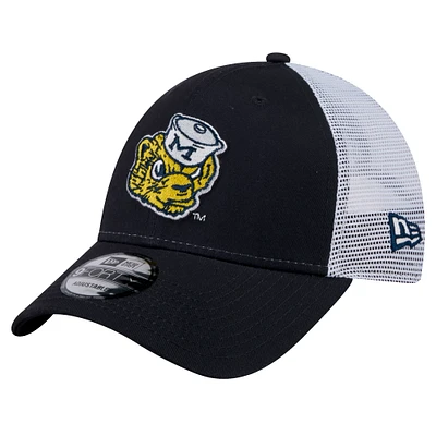 Men's New Era Navy Michigan Wolverines Trucker 9FORTY Adjustable Hat