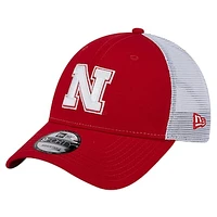 Men's New Era  Red Nebraska Huskers Trucker 9FORTY Adjustable Hat