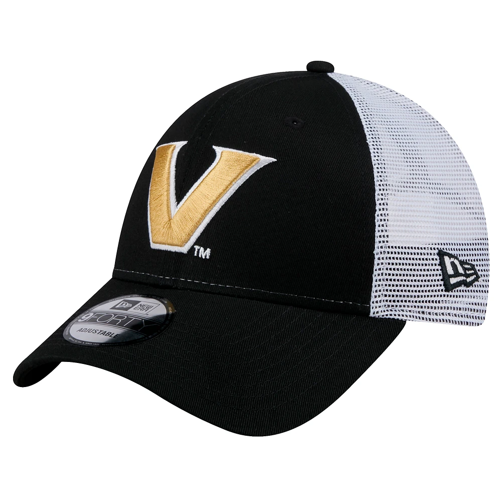 Men's New Era  Black Vanderbilt Commodores Trucker 9FORTY Adjustable Hat