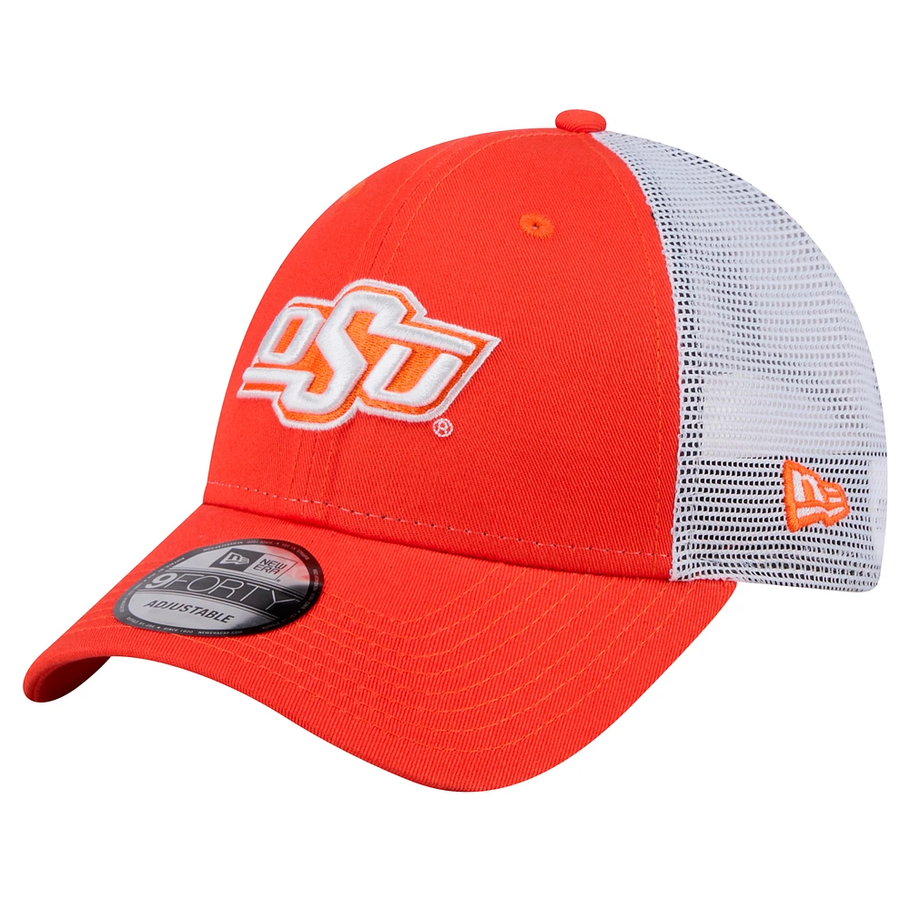 Men's New Era Orange Oklahoma State Cowboys Trucker 9FORTY Adjustable Hat
