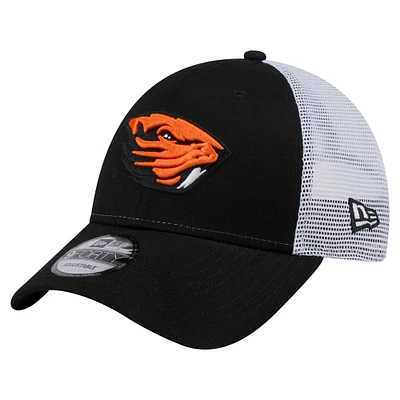 Men's New Era  Black Oregon State Beavers Trucker 9FORTY Adjustable Hat