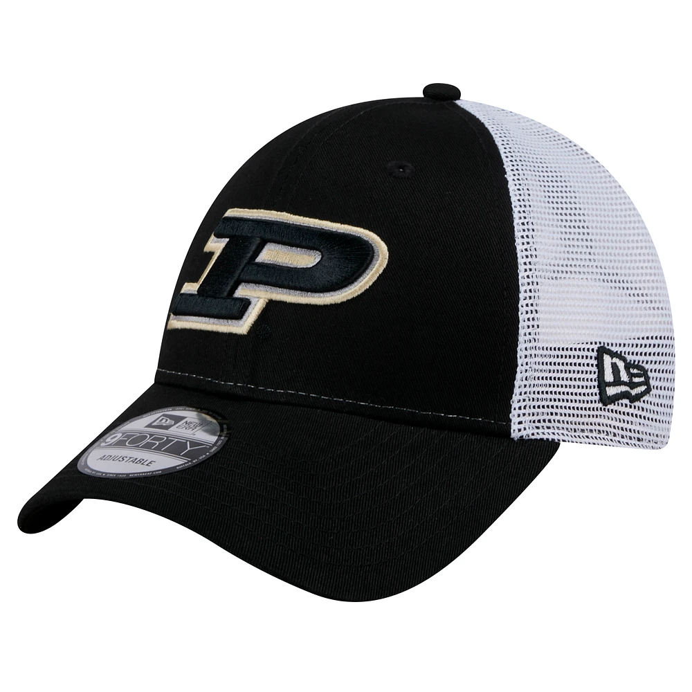 Men's New Era  Black Purdue Boilermakers Trucker 9FORTY Adjustable Hat