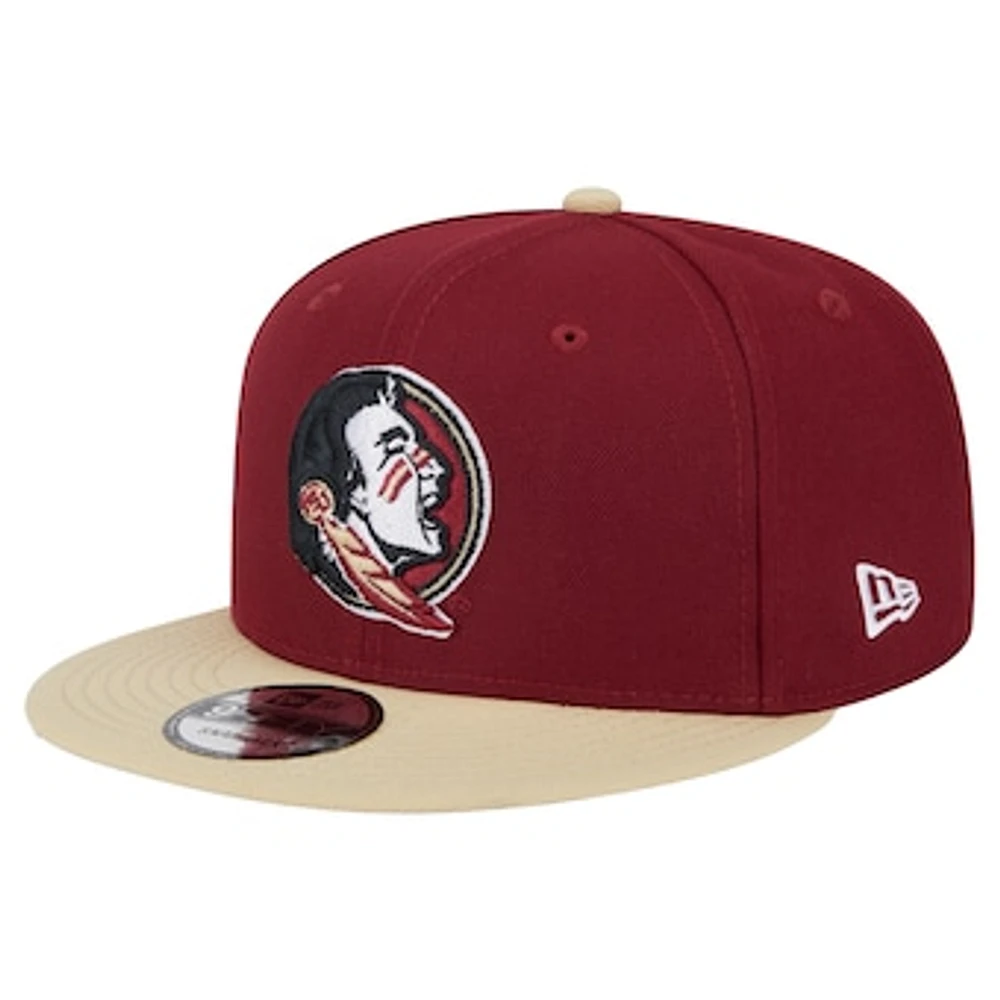 Men's New Era Garnet/Gold Florida State Seminoles Two-Tone 9FIFTY Snapback Hat