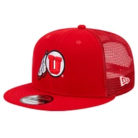 Men's New Era Red Utah Utes 9FIFTY Trucker Snapback Hat