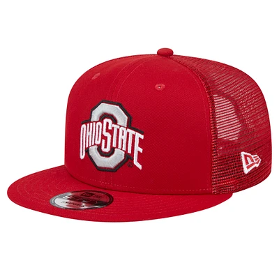 Men's New Era Scarlet Ohio State Buckeyes 9FIFTY Trucker Snapback Hat