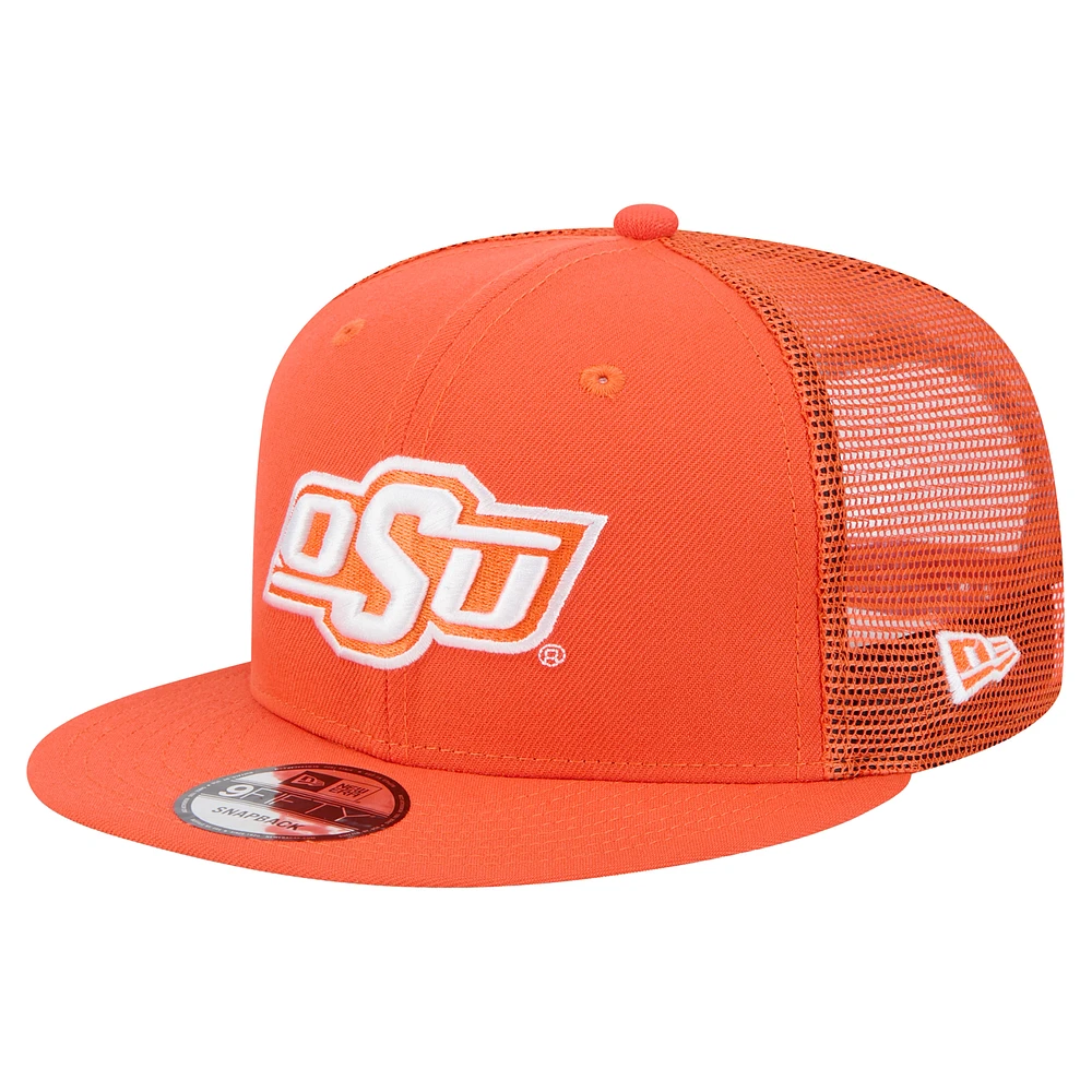 Men's New Era Orange Oklahoma State Cowboys Trucker 9FIFTY Snapback Hat