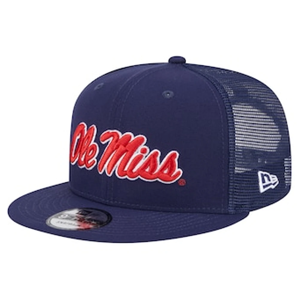 Men's New Era Navy Ole Miss Rebels Trucker 9FIFTY Snapback Hat