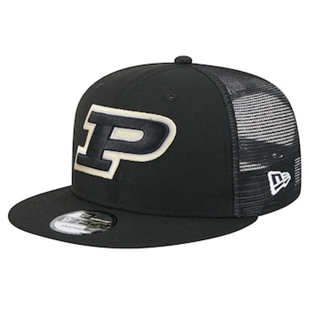 Men's New Era Black Purdue Boilermakers Trucker 9FIFTY Snapback Hat