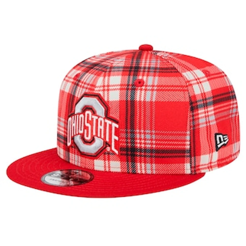 Men's New Era Scarlet Ohio State Buckeyes Plaid 9FIFTY Snapback Hat