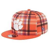 Men's New Era Orange Clemson Tigers Plaid 9FIFTY Snapback Hat