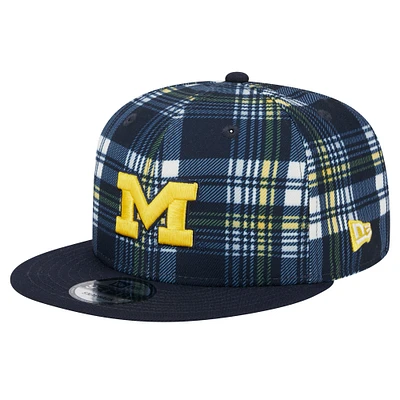 Men's New Era Navy Michigan Wolverines Plaid 9FIFTY Snapback Hat