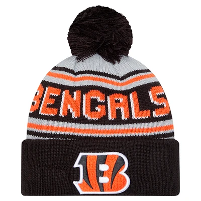 Men's New Era  Black Cincinnati Bengals Wordmark Cuffed Knit Hat with Pom