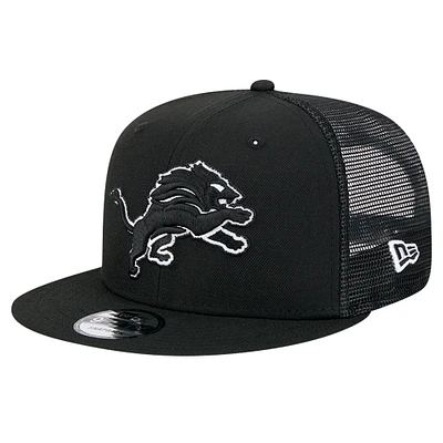 Men's New Era Black Detroit Lions 9FIFTY Snapback Hat