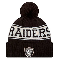 Men's New Era Black Las Vegas Raiders Retro Cuffed Knit Hat with Pom