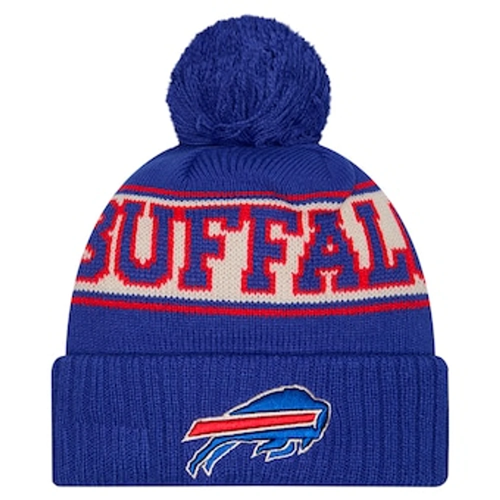 Men's New Era Royal Buffalo Bills Retro Cuffed Knit Hat with Pom